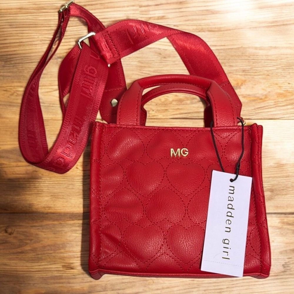 Madden Girl Cherry Hearts Red Quilted Handbag